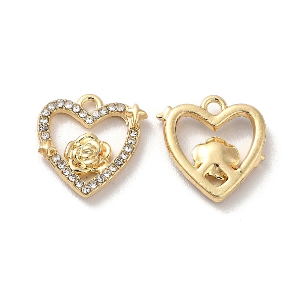 

PandaHall Crystal Rhinestone Pandants, with Rack Plating Alloy Findings, Nickel Free, Heart with Flower Charms, Golden, 14x14x2.5mm, Hole..., Clear