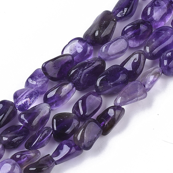 PandaHall Natural Amethyst Beads Strands, Nuggets, 5~11x5~8x3~6mm, Hole: 0.8mm, about: 52~56pcs/Strand, 15.94 inch(40.5cm) Amethyst Nuggets