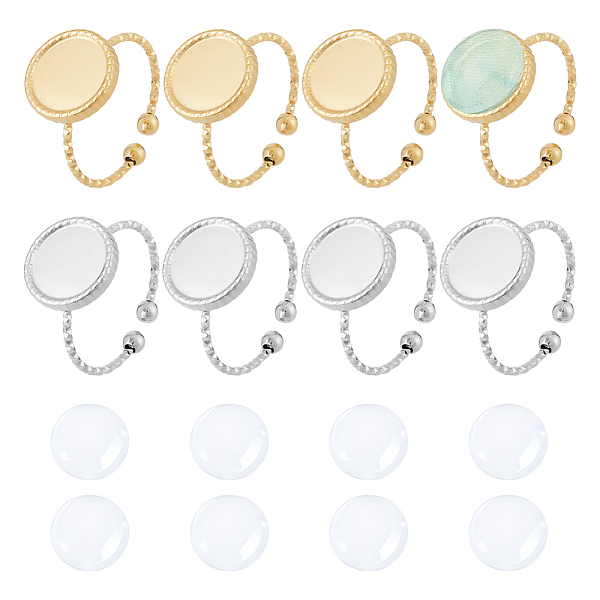

PandaHall Unicraftale DIY Blank Dome Ring Making Kit, Including 304 Stainless Steel Open Cuff Ring Ring Settings, Half Round Glass Cabochons...