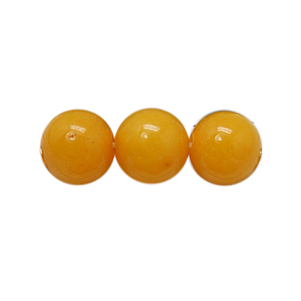 

PandaHall Natural Mashan Jade Beads Strands, Dyed, Round, Goldenrod, 10mm, Hole: 1mm, about 40pcs/strand, 16 inch Mashan Jade Round Gold