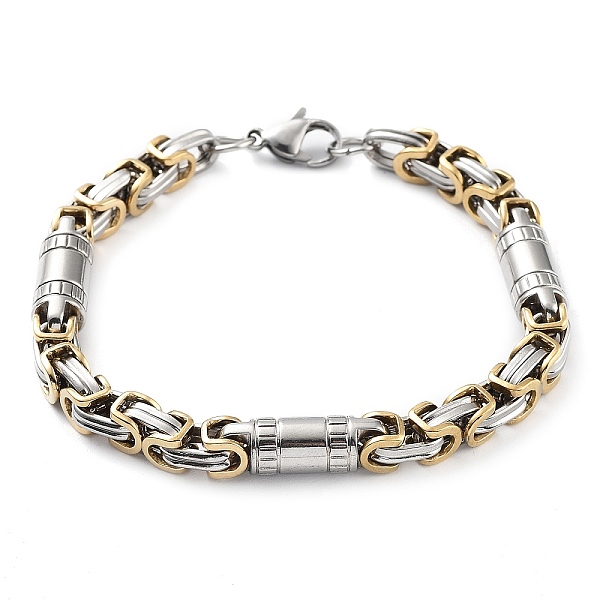 

PandaHall Vacuum Plating 304 Stainless Steel Column Link & Byzantine Chain Bracelet for Men Women, Golden & Stainless Steel Color, 8-7/8...