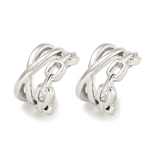 

PandaHall Brass Cuff Earrings, Chain Shape, Platinum, 13x9mm Brass Others