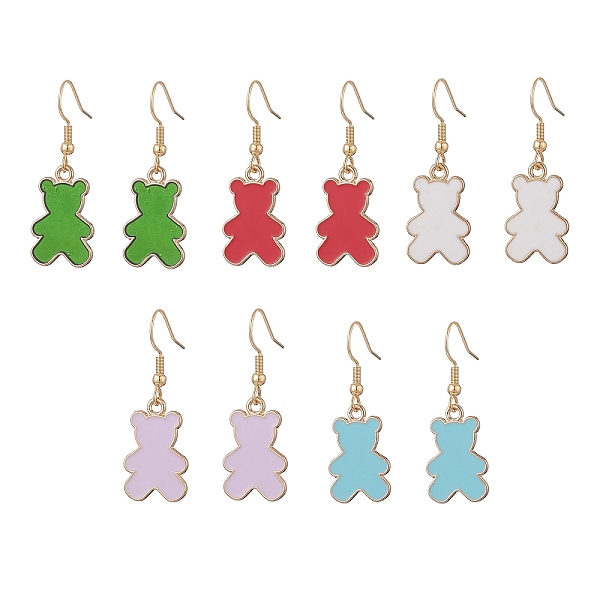 

PandaHall Alloy Enamel Dangle Earrings, Bear Earring for Women, Mixed Color, 38mm, Pin: 0.8mm Alloy Bear Multicolor
