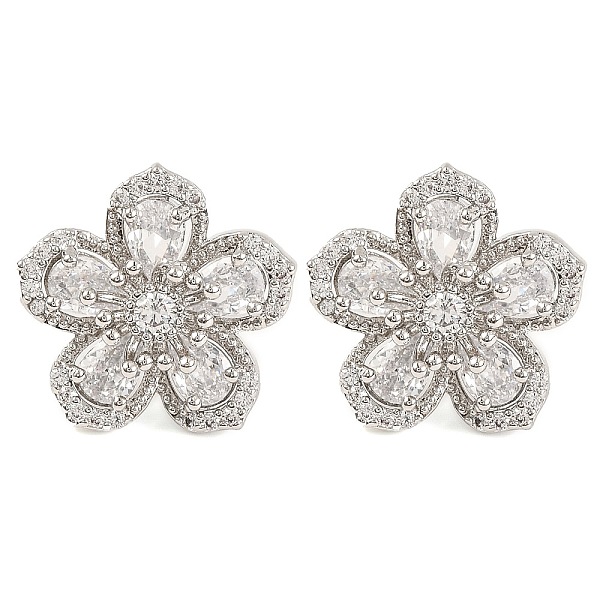 Aretes con flor de circonita cúbica
