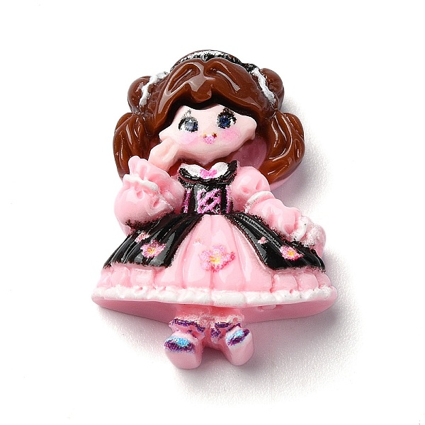 

PandaHall Cartoon Girls Opaque Resin Decoden Cabochons, Doll, Pink, 24x18x6mm Resin Doll Pink
