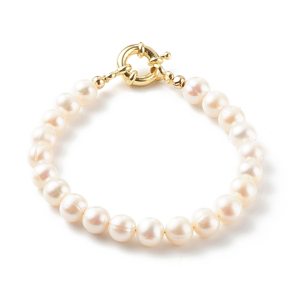 

PandaHall Round Natural Cultured Freshwater Pearl Beaded Bracelets, with Brass Spring Ring Clasps, Real 18K Gold Plated, Mixed Color, 7-5/8..., Multicolor