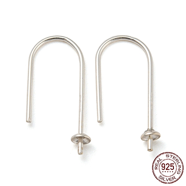 

PandaHall 925 Sterling Silver Earring Hooks, Ear Wire for Half Drilled Beads, with S925 Stamp, Silver, 21 Gauge, 19x10x3mm, Pin: 0.7mm...