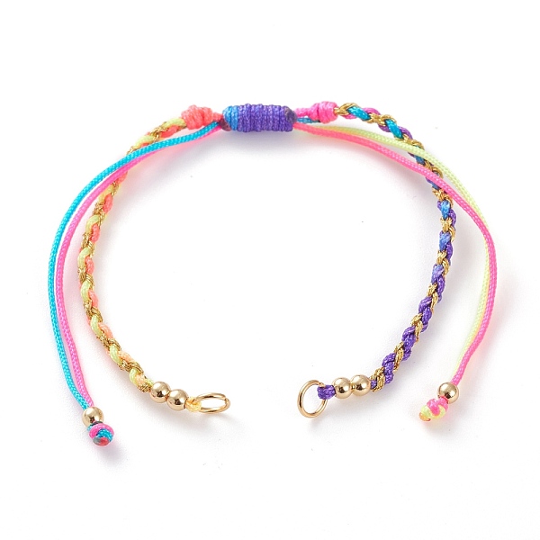 

PandaHall Adjustable Nylon Braided Cord Bracelet Making, with Metallic Cord, Brass Beads & 304 Stainless Steel Jump Rings, Golden, Colorful...