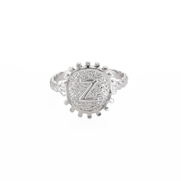 

PandaHall 304 Stainless Steel Flat Round with Initial Letter Open Cuff Ring for Men Women, Letter.Z, US Size 10 3/4(20.3mm) 304 Stainless...