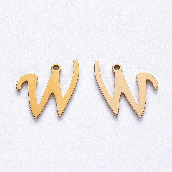 

PandaHall Vacuum Plating 201 Stainless Steel Charms, Laser Cut, Golden, Letter.W, 12x14x1mm, Hole: 1mm 201 Stainless Steel Letter W