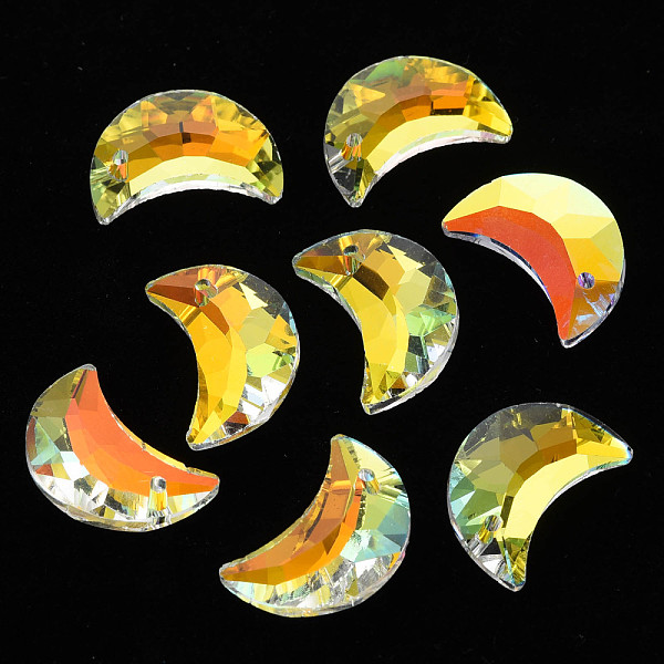 

PandaHall Electroplated Glass Pendants, Silver Plated Bottom, Faceted, Moon, Clear AB, 20x13x6mm, Hole: 1.5mm, about 20pcs/board, 4..., White
