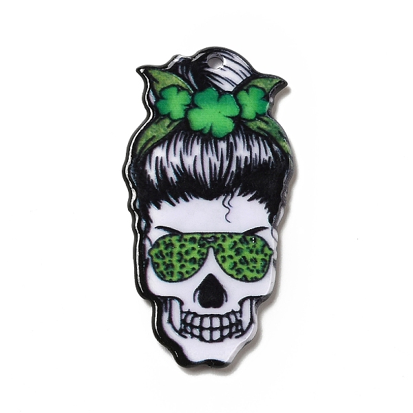 

PandaHall Halloween Printed Acrylic Pendants, Saint Patrick's Day, Girl Pattern, 38.5x20x2mm, Hole: 1.8mm Acrylic Human
