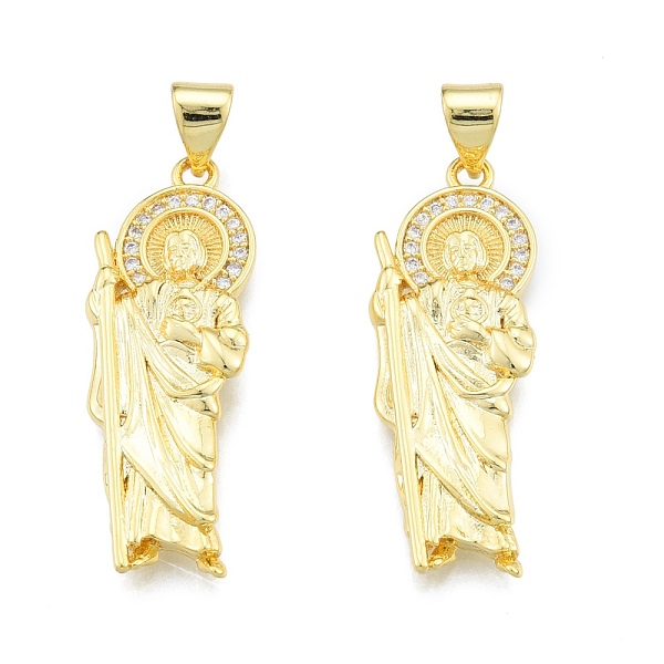 

PandaHall Brass Micro Pave Clear Cubic Zirconia Pendants, Saint, Real 18K Gold Plated, 29.5x11x2.5mm, Hole: 3.5x4mm Brass+Cubic Zirconia...