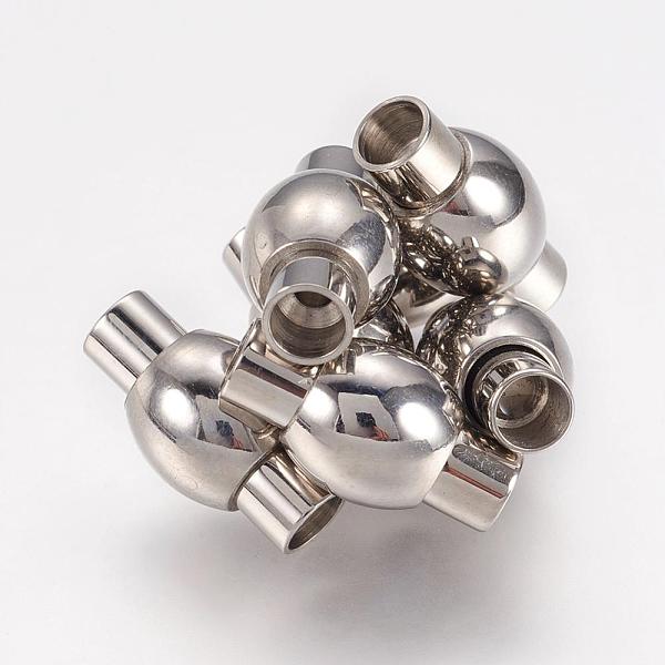 

PandaHall Smooth 304 Stainless Steel Magnetic Clasps with Glue-in Ends, Oval, Size: about 9mm wide, 17mm long, hole: 4mm 304 Stainless Steel...