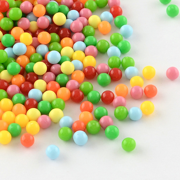 

PandaHall Round Acrylic Beads, Undrilled/No Hole Beads, Mixed Color, 4mm Acrylic Round Multicolor