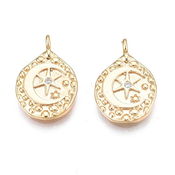 

PandaHall Brass Micro Pave Clear Cubic Zirconia Pendants, Nickel Free, Moon, Real 18K Gold Plated, 15x10x1mm, Hole: 1.6mm Brass+Cubic...