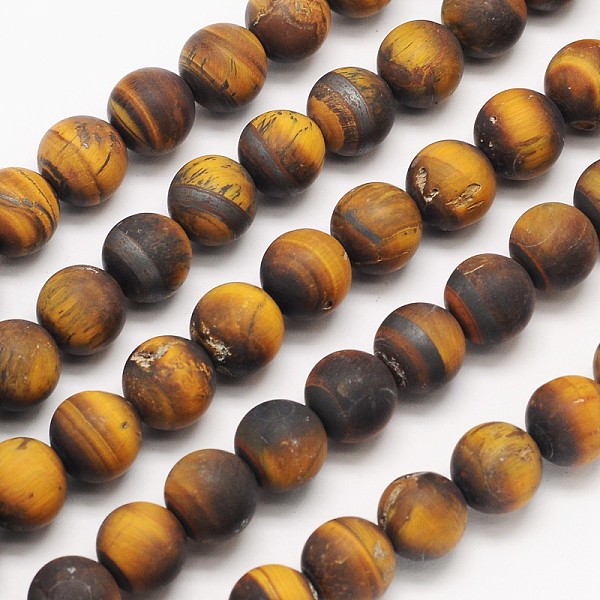 

PandaHall Yellow Tiger Eye Frosted Round Bead Strands, 6mm, Hole: 1mm, about 65pcs/strand, 15.5 inch Tiger Eye Round