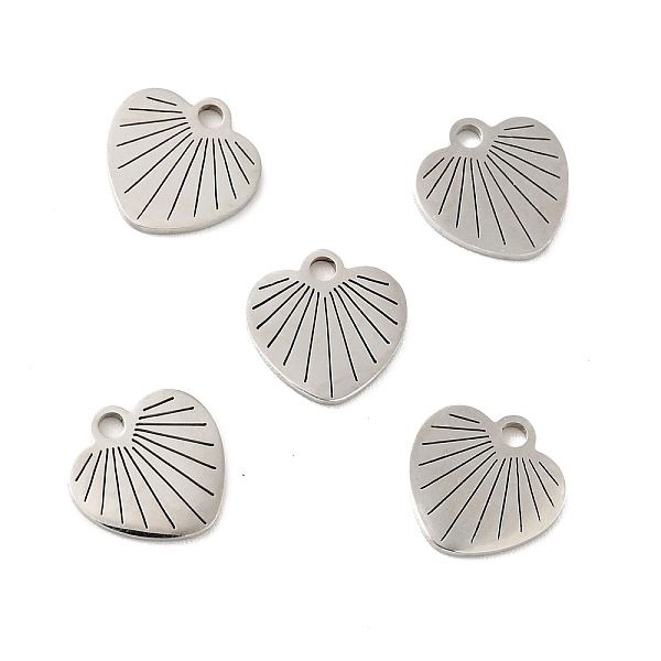 

PandaHall 201 Stainless Steel Pendants, Heart, Stainless Steel Color, 9.5x9.5x1mm, Hole: 1.4mm 201 Stainless Steel Heart
