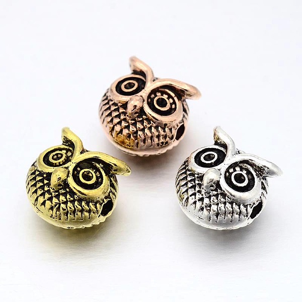 

PandaHall Halloween 3D Owl Head Alloy Beads, Mixed Color, 10x11x8mm, Hole: 1mm Alloy Owl