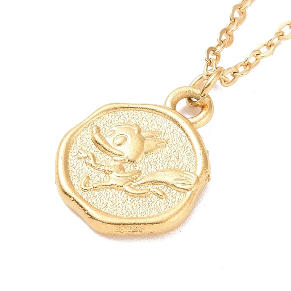 

PandaHall Ion Plating(IP) 304 Stainless Steel Fox and Rabbit Coin Pendant Necklace for Women, Golden, 17.68 inch(44.9cm) 304 Stainless Steel