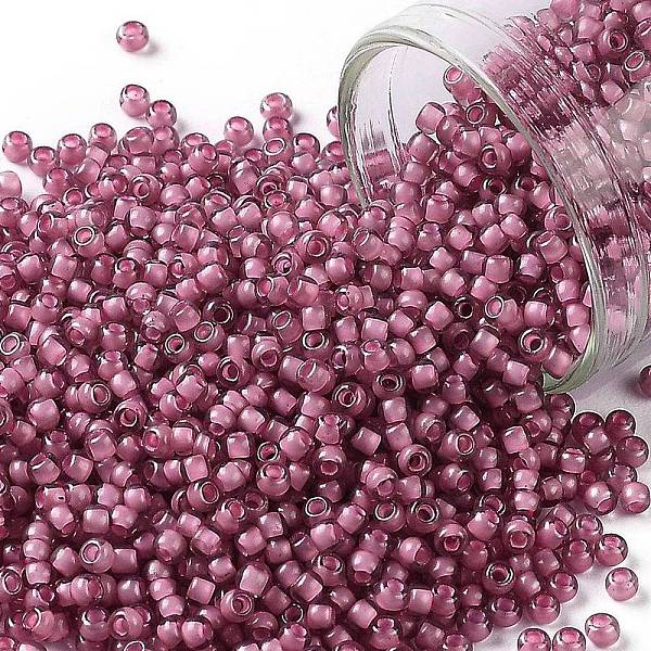 

PandaHall TOHO Round Seed Beads, Japanese Seed Beads, (959F) Pink Lined Crystal Transparent Matte, 11/0, 2.2mm, Hole: 0.8mm, about...