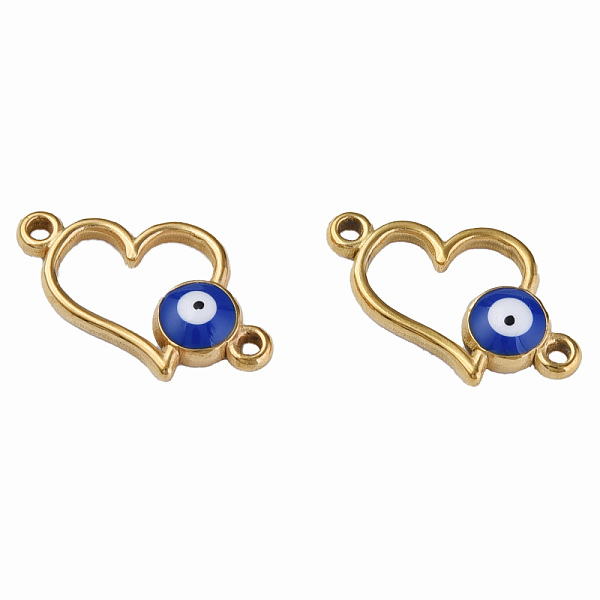 

PandaHall 304 Stainless Steel Enamel Connector Charms, Golden, Heart with Evil Eye, Dark Blue, 11.5x18x3mm, Hole: 1.2mm 304 Stainless Steel...