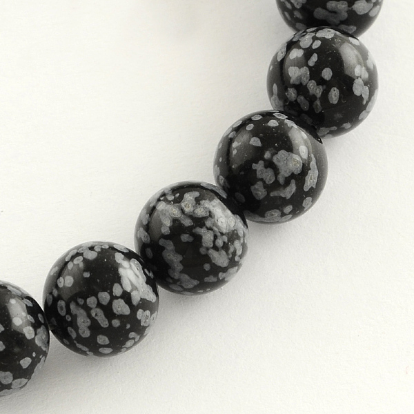 

PandaHall Natural Gemstone Snowflake Obsidian Round Bead Strands, 10mm, Hole: 1mm, about 38pcs/strand, 14.9 inch Snowflake Obsidian Round