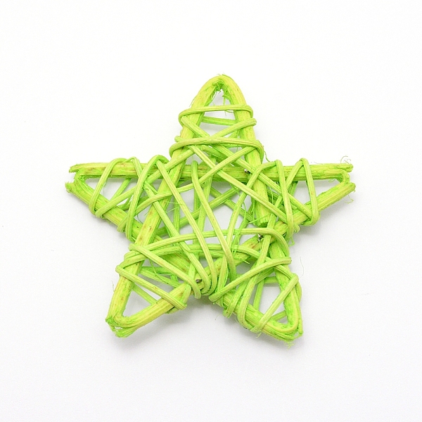 

PandaHall Rattan Art Craft, Star, Green Yellow, 60~63x60~64x12~17mm Rattan Star Green