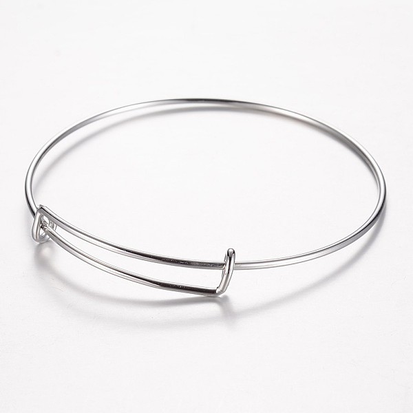 

PandaHall Adjustable 304 Stainless Steel Expandable Bangle Making Bangle, Stainless Steel Color, 2-1/2 inch(63~65mm) Stainless Steel