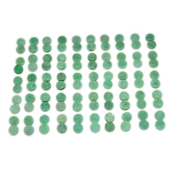 

PandaHall Electroplate Natural Druzy Crystal Cabochons, Flat Round, Dyed, Medium Aquamarine, 10x3~6mm Quartz Crystal Flat Round Green