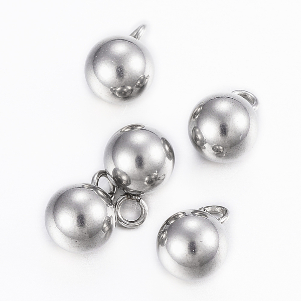 

PandaHall 304 Stainless Steel Sphere Charms, Round Ball, Stainless Steel Color, 9x6mm, Hole: 2mm 304 Stainless Steel Round