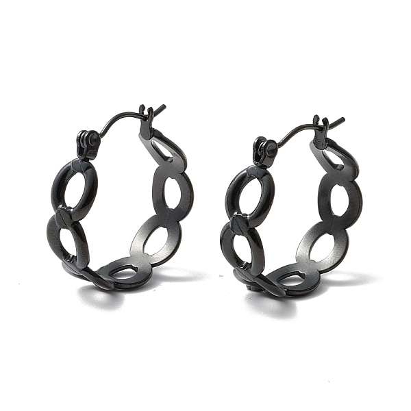 

PandaHall 304 Stainless Steel Oval Link Chunky Hoop Earrings for Women, Electrophoresis Black, 21.5x20.5x7mm, Pin: 0.7mm 304 Stainless Steel...