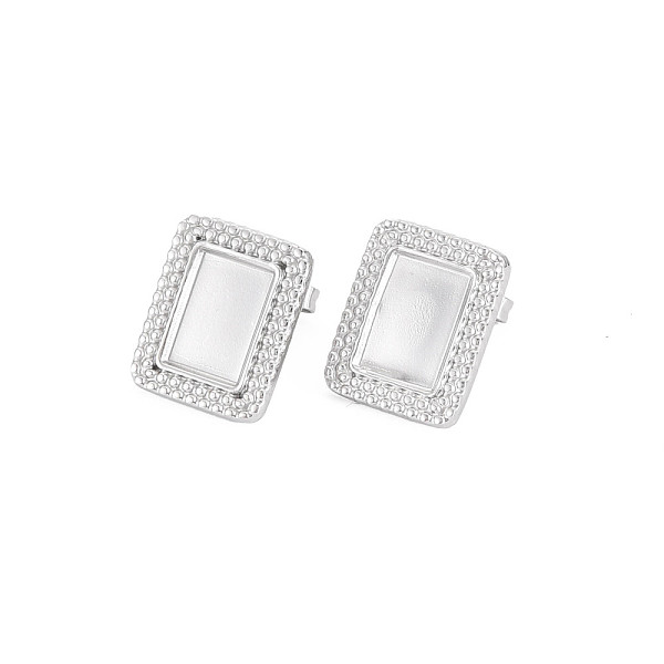 

PandaHall 304 Stainless Steel Stud Earring Findings, Earring Setting for Enamel, with Ear Nuts, Rectangle, Stainless Steel Color, 15x12.5mm...