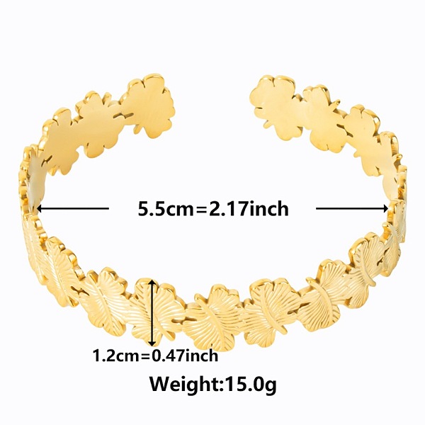 スタイリッシュなヨーロッパとアメリカの花304ステンレススチールカフバングル女性用