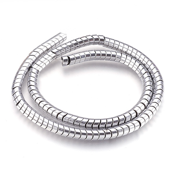 

PandaHall Electroplate Non-magnetic Synthetic Hematite Bead Strands, Polished, Wave Column, Platinum Plated, 6x4mm, Hole: 1mm, about...