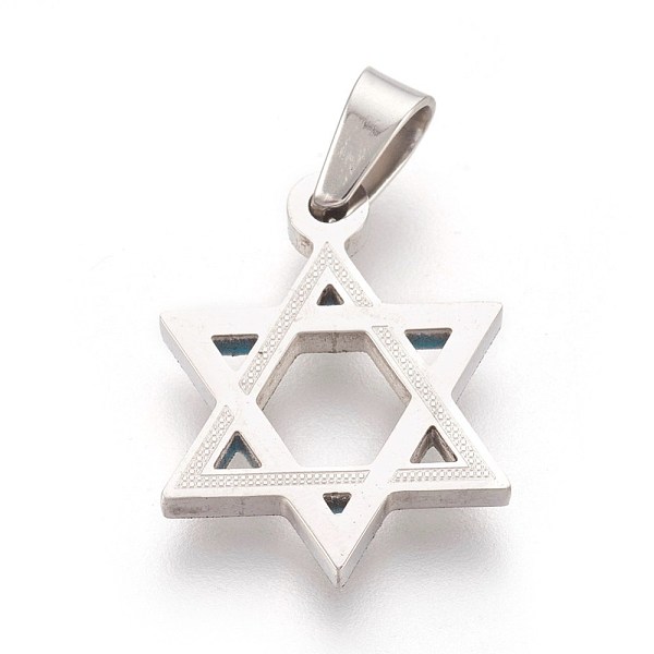 

PandaHall 304 Stainless Steel Pendants, for Jewish, Star of David, Stainless Steel Color, 22x16.5x2mm, Hole: 4x5mm 304 Stainless Steel Star
