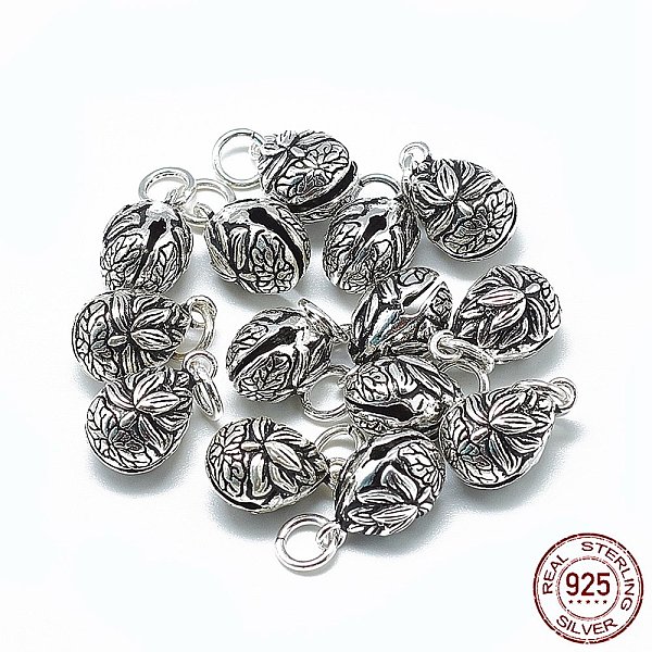 

PandaHall Thailand 925 Sterling Silver Bell Charms, with Jump Ring, Teardrop with Lotus, Antique Silver, 15x9x9mm, Hole: 4mm Sterling Silver...