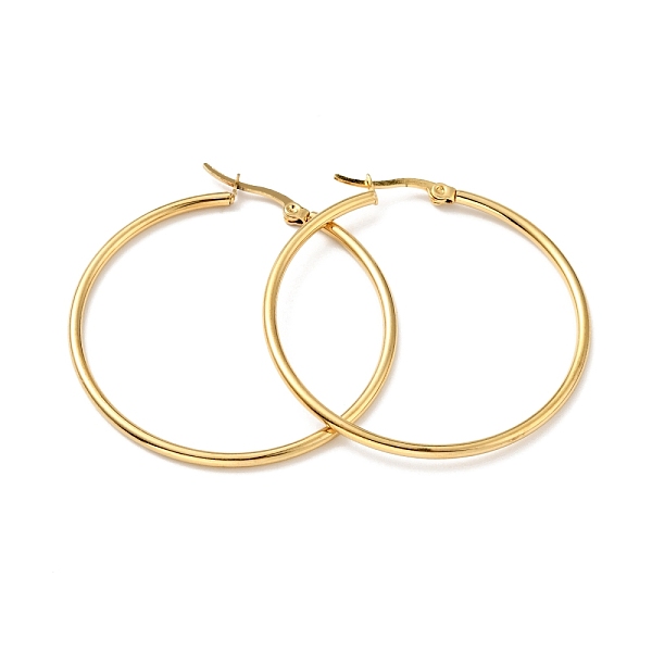 

PandaHall Vacuum Plating 201 Stainless Steel Hoop Earrings with 304 Stainless Steel Pins for Women, Golden, 44x2mm, Pin: 0.6mm 304 Stainless...