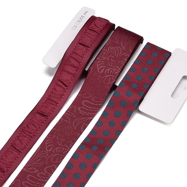 

PandaHall 9 Yards 3 Styles Polyester Ribbon, for DIY Handmade Craft, Hair Bowknots and Gift Decoration, Dark Red Color Palette, Dark Red...