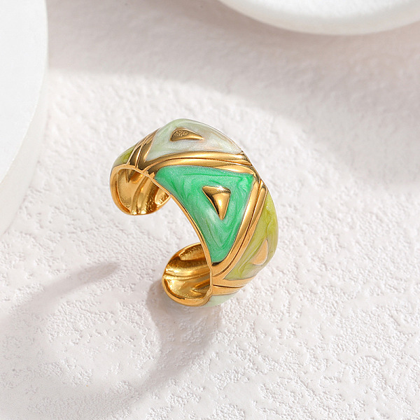 304 Stainless Steel Enamel Cuff Open Rings