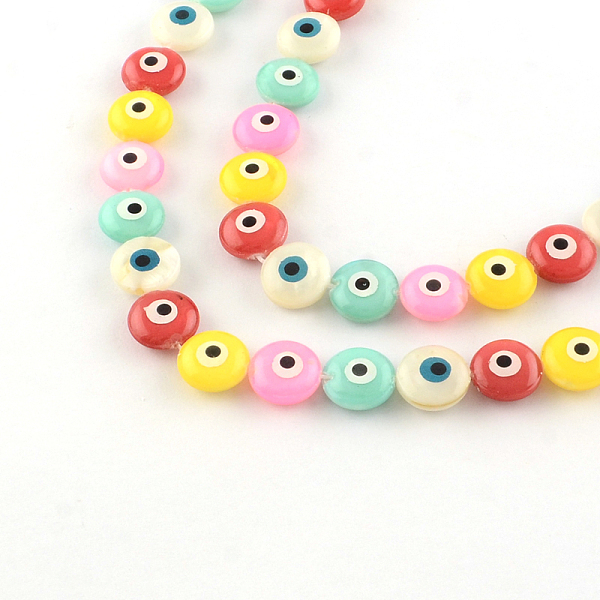 

PandaHall Evil Eye Natural Freshwater Shell Beads Strands, Colorful, 10x4~5mm, Hole: 0.5mm, about 40pcs/strand, 15.7 inch Freshwater Shell...