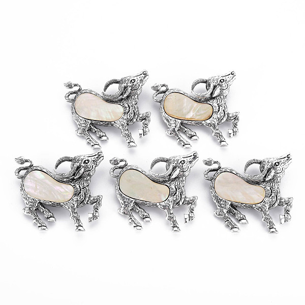 

PandaHall Sheep Alloy Brooch, Natural White Shell Lapel Pin with Loop for Backpack Clothes Pendant Jewelry, Cadmium Free & Lead Free..., Orange