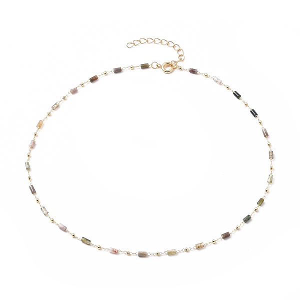 

PandaHall Natural Agate Handmade Beaded Chains Necklace Making, with Brass Eye Pins and Spring Clasps, Column, Golden, Golden, 16 inch...
