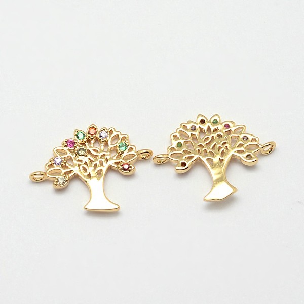

PandaHall Tree Brass Micro Pave Grade AAA Cubic Zirconia Links, Cadmium Free & Nickel Free & Lead Free, Real 18K Gold Plated, 12x16x1.5mm...