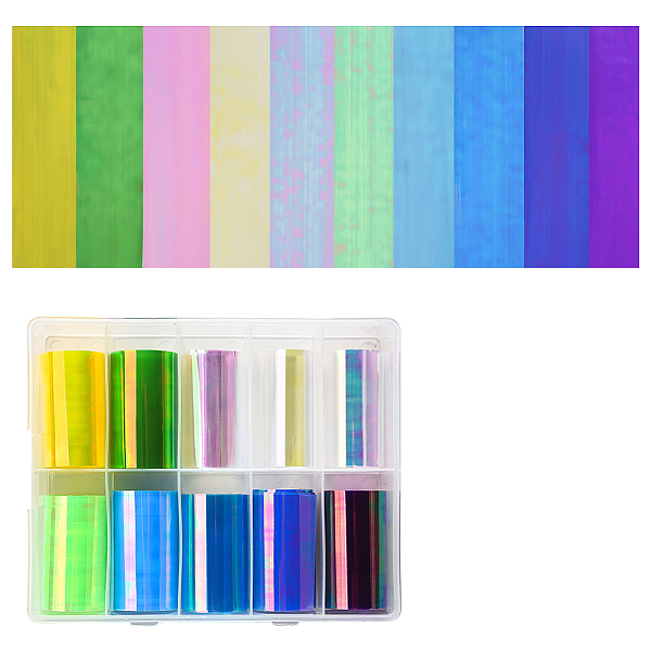 PandaHall 10 Colors Nail Art Transfer Stickers, Nail Decals, DIY Nail Tips Decoration for Women, Mixed Color, 40mm, about 1m/roll...