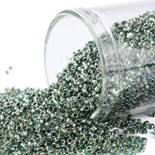 

PandaHall TOHO Round Seed Beads, Japanese Seed Beads, (284) Inside Color Aqua/Gold Lined, 15/0, 1.5mm, Hole: 0.7mm, about 3000pcs/10g Glass..., Blue
