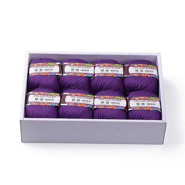 

PandaHall Soft Baby Knitting Yarns, with Cashmere, Wool and Antistatic Fibre, Dark Orchid, 2mm, about 50g/roll, 8rolls/box..., Purple