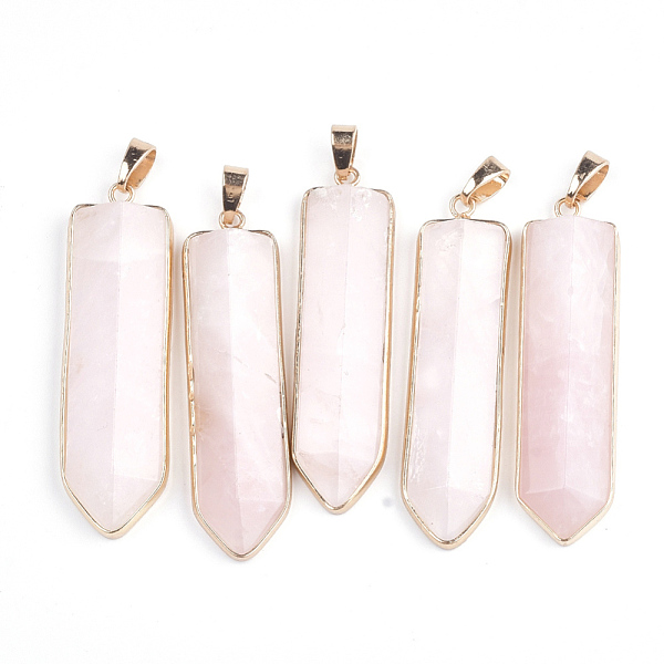 

PandaHall Natural Rose Quartz Big Pendants, with Brass Findings, Sword, Golden, 56~57x15~16x6.5~7.5mm, Hole: 7.5x4.5mm Rose Quartz Others