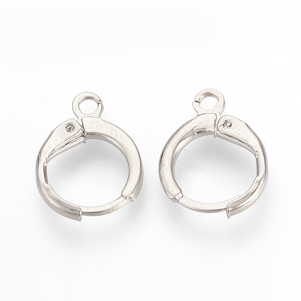 

PandaHall Brass Huggie Hoop Earring Findings, with Loop, Platinum, 15x11.5x2mm, Hole: 2mm, Pin: 1mm Brass