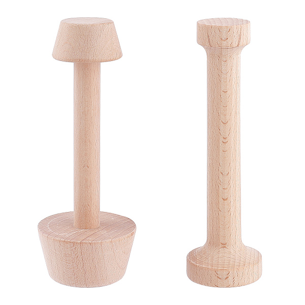 

PandaHall AHADERMAKER 2Pcs 2 Style Undyed Wooden Egg Tart Under-Type Double Head, Baking Tool Supplies, Linen, 45.5~57.5x147~152mm, 2 style..., Brown